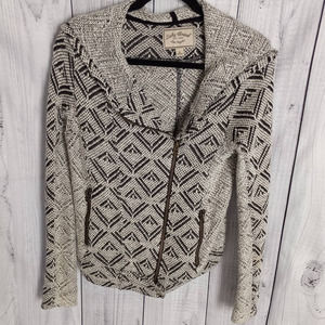 Lucky Brand | Boho Arrow Pattern Knit Moto Jacket Women's Small